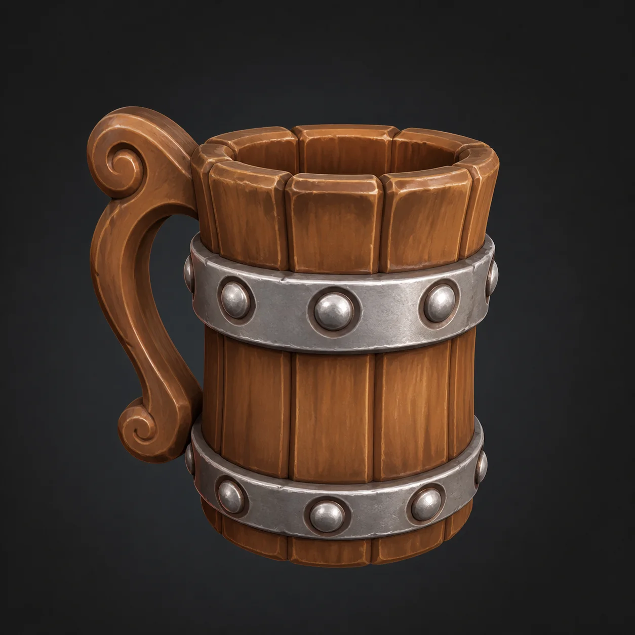 Hand-painted wooden tankard 3D model generated from an image