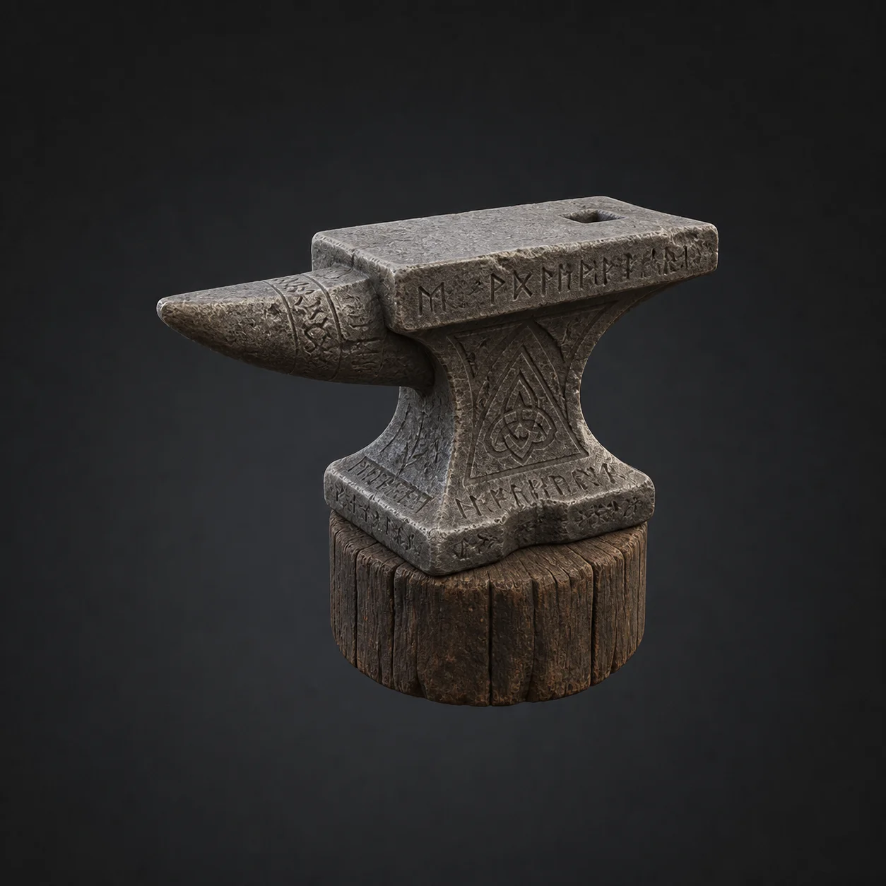 Rune-engraved anvil 3D model produced from a single concept image