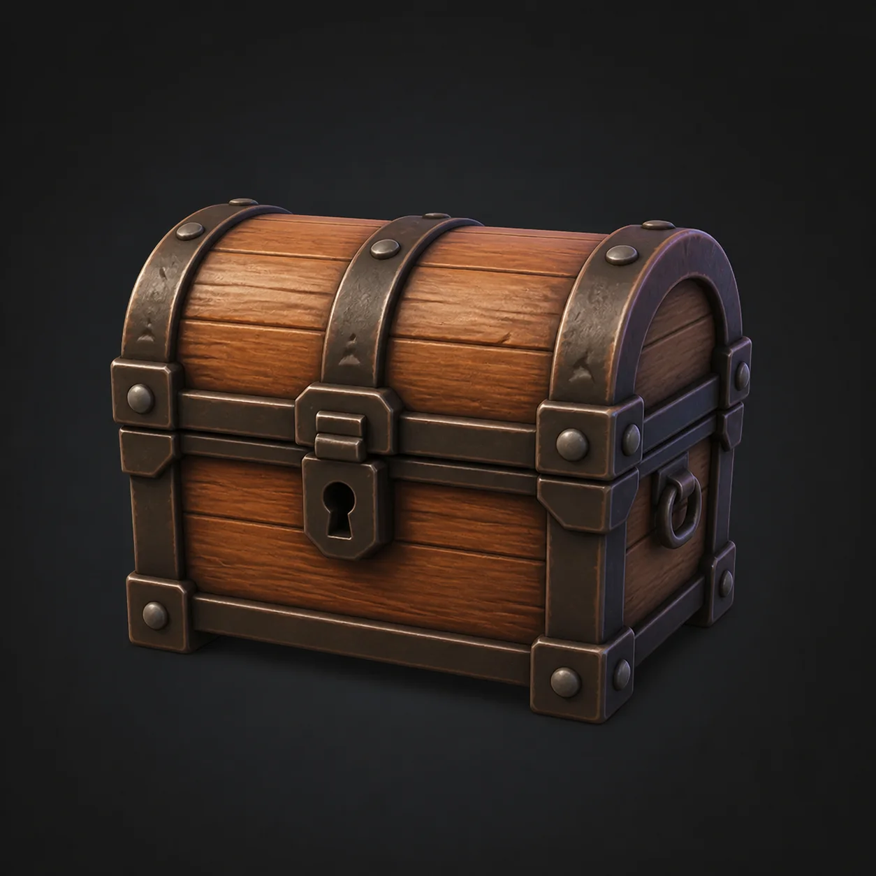 Wooden treasure chest 3D model with PBR textures made from an image